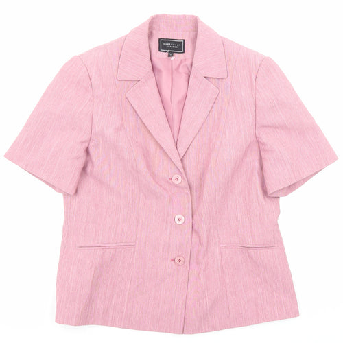 Debenhams Womens Pink Geometric Polyester Basic Button-Up Size 14 Collared