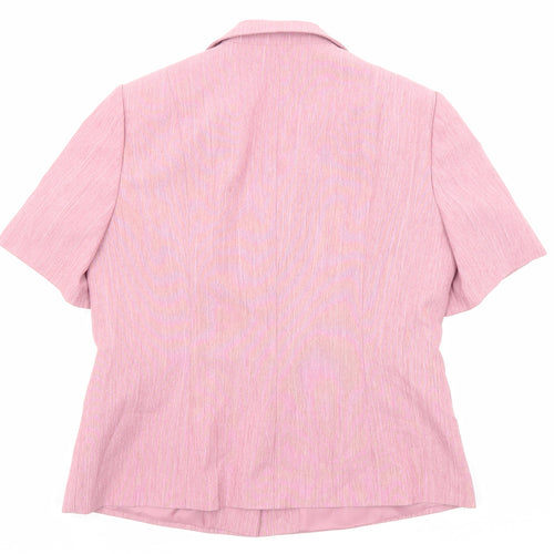 Debenhams Womens Pink Geometric Polyester Basic Button-Up Size 14 Collared
