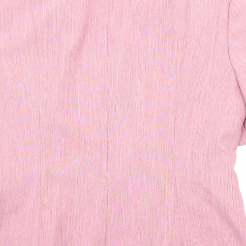 Debenhams Womens Pink Geometric Polyester Basic Button-Up Size 14 Collared