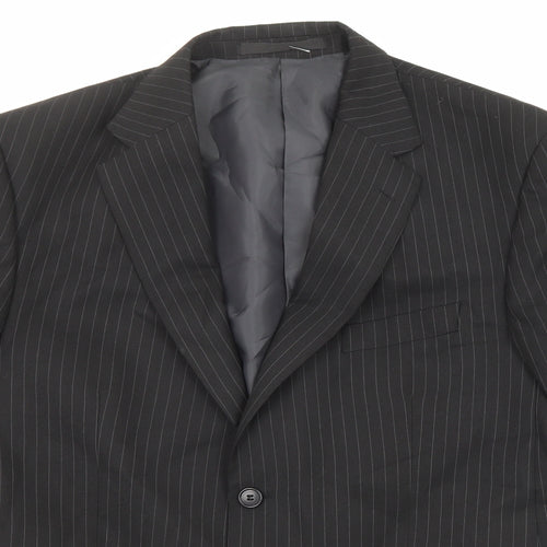 Marks and Spencer Mens Black Striped Polyester Jacket Suit Jacket Size 42 Regular