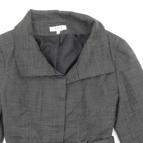 Un Deux Trois Womens Black Geometric Jacket Size 18 Tie