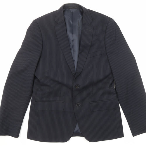 French Connection Mens Black Striped Polyester Jacket Suit Jacket Size 38 Regular