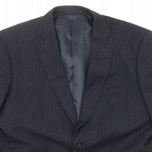 French Connection Mens Black Striped Polyester Jacket Suit Jacket Size 38 Regular