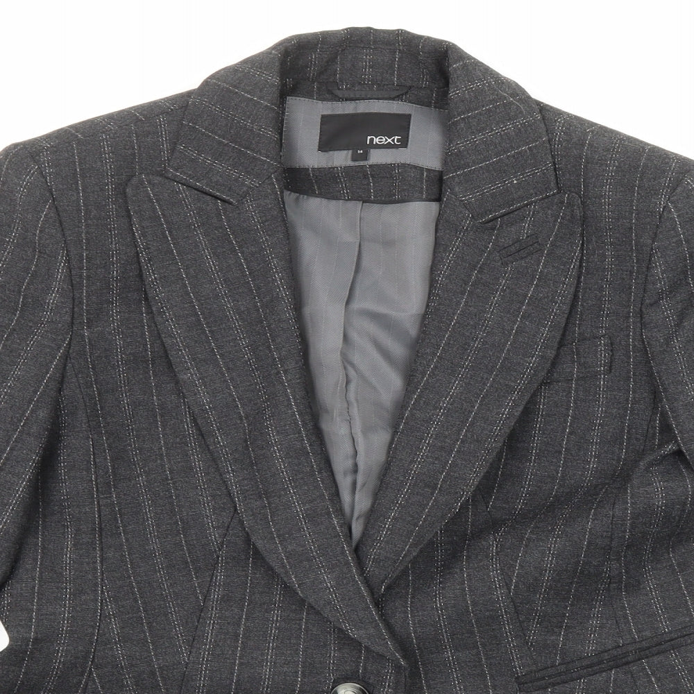 NEXT Womens Grey Pinstripe Wool Jacket Suit Jacket Size 14