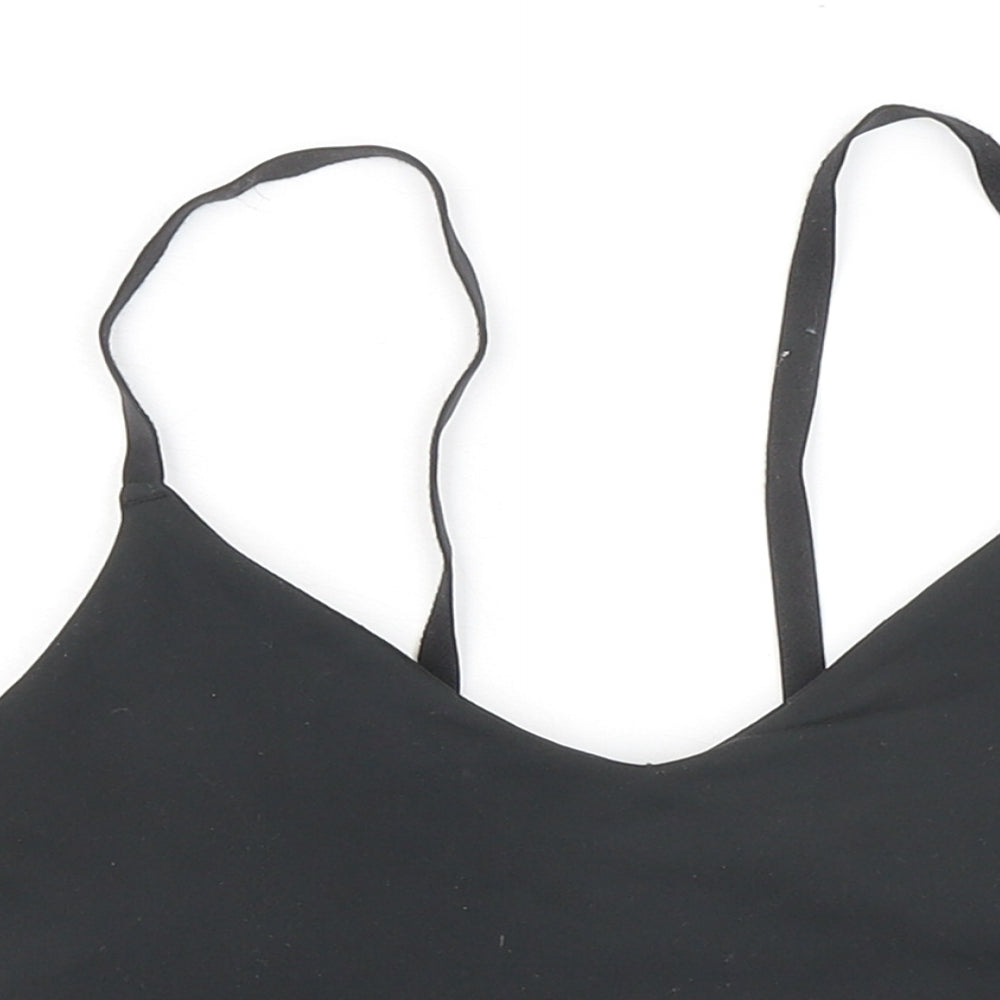 H&M Womens Black Polyester Cropped Tank Size M V-Neck Pullover - Sports Bra