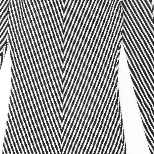 Karen Millen Womens Black Geometric Viscose Bodycon Size S Mock Neck Pullover