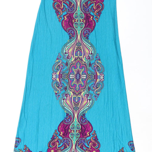 Per Una Womens Blue Paisley Viscose Maxi Size 14 V-Neck