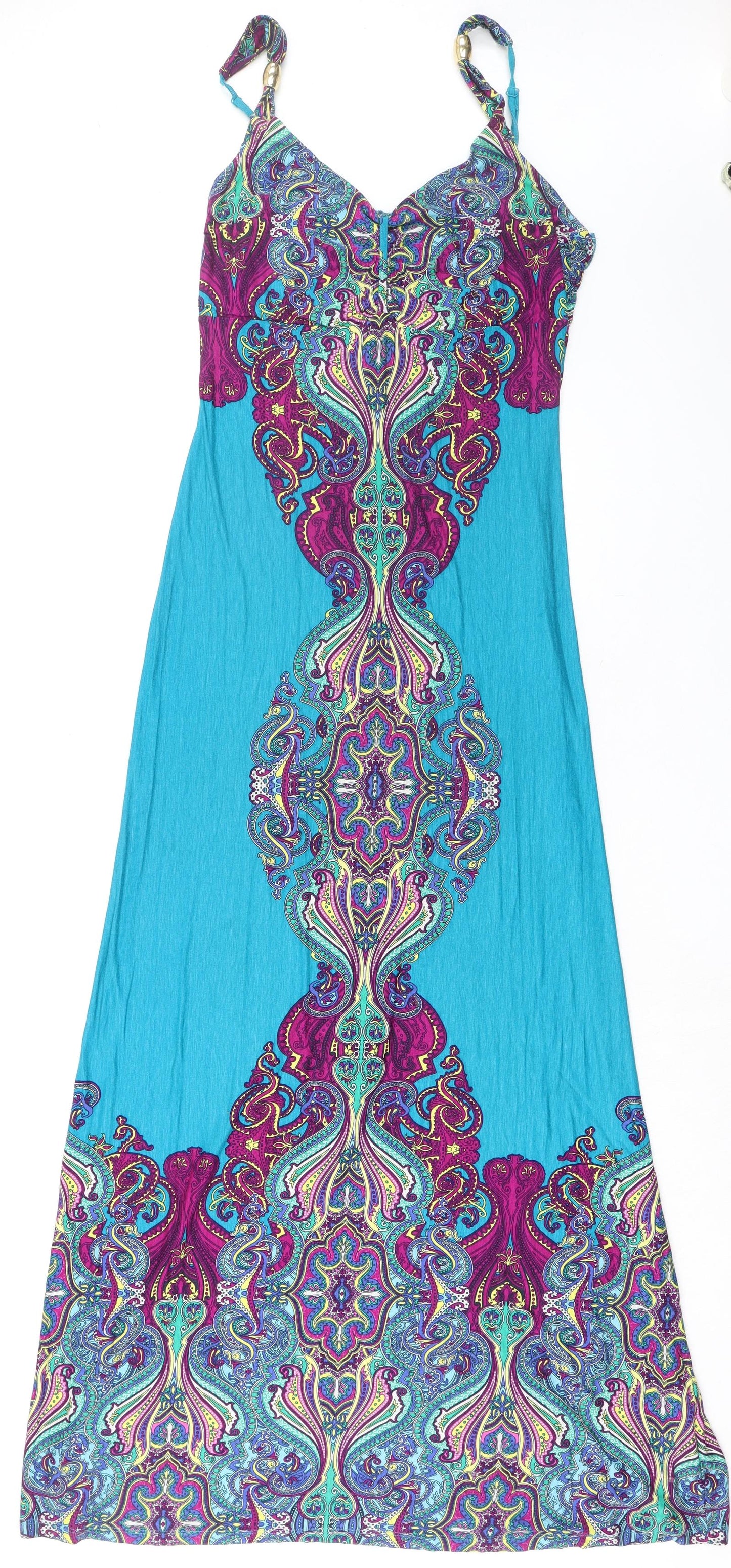 Per Una Womens Blue Paisley Viscose Maxi Size 14 V-Neck