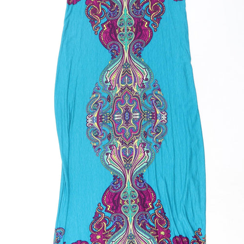 Per Una Womens Blue Paisley Viscose Maxi Size 14 V-Neck