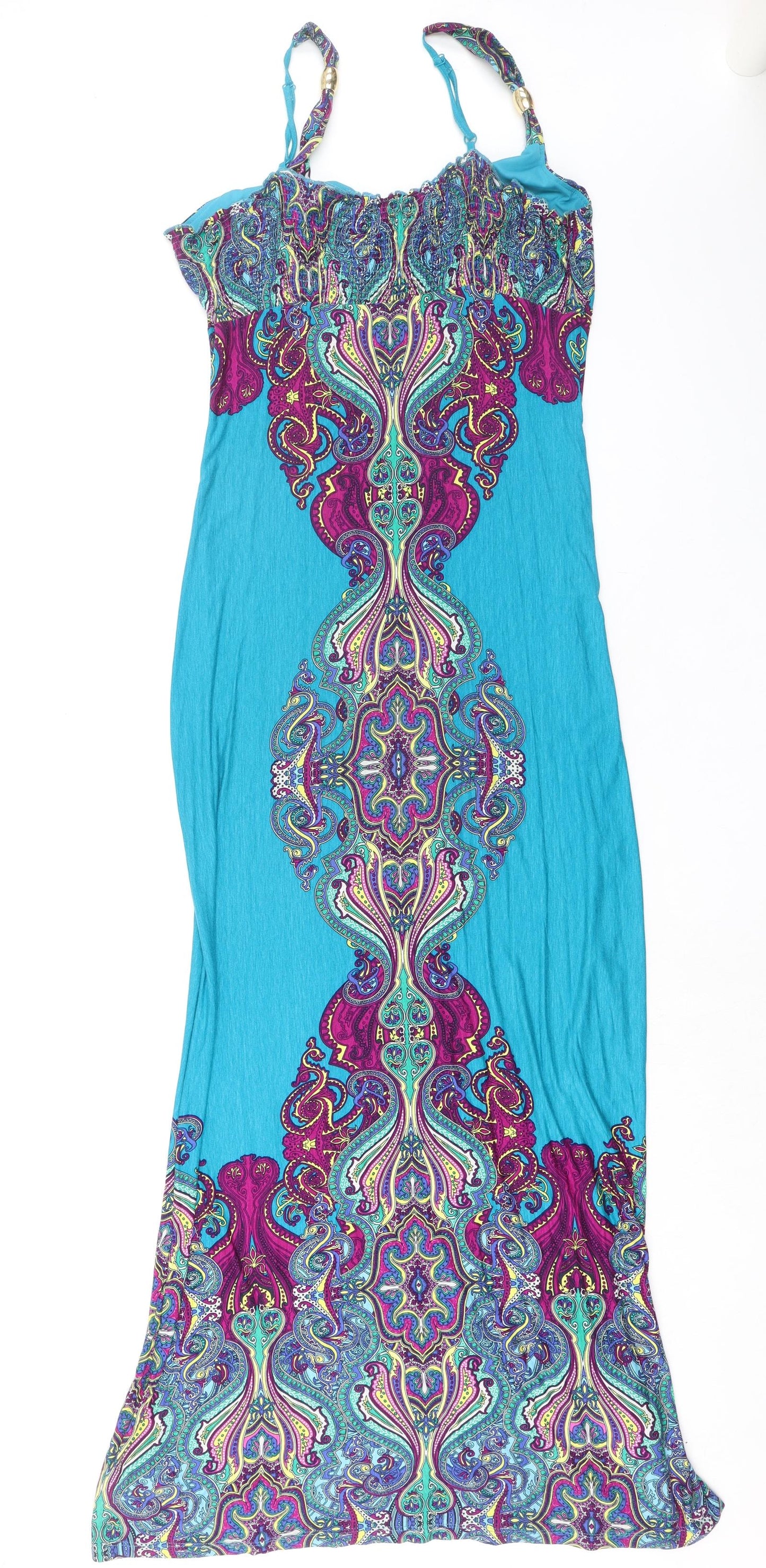 Per Una Womens Blue Paisley Viscose Maxi Size 14 V-Neck