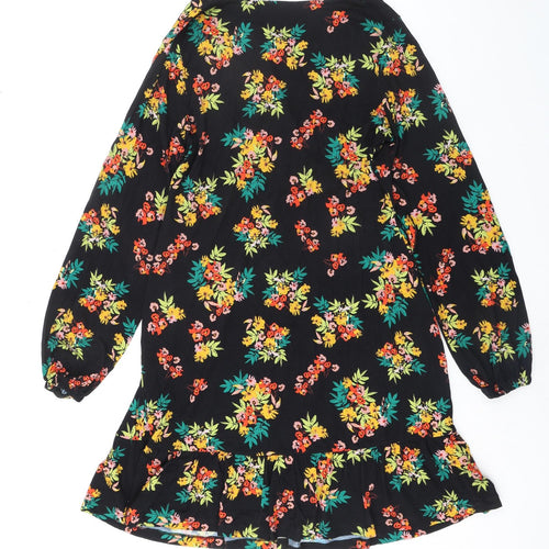Joe Browns Womens Black Floral Viscose Fit & Flare Size 16 V-Neck