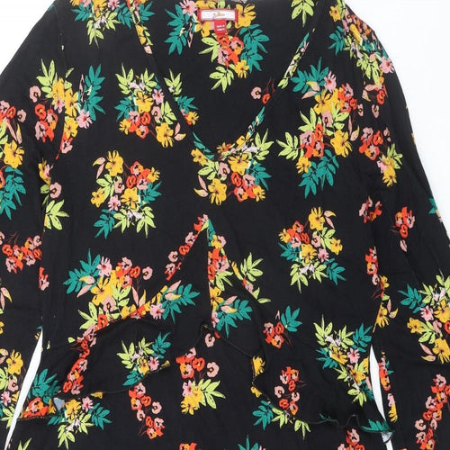 Joe Browns Womens Black Floral Viscose Fit & Flare Size 16 V-Neck