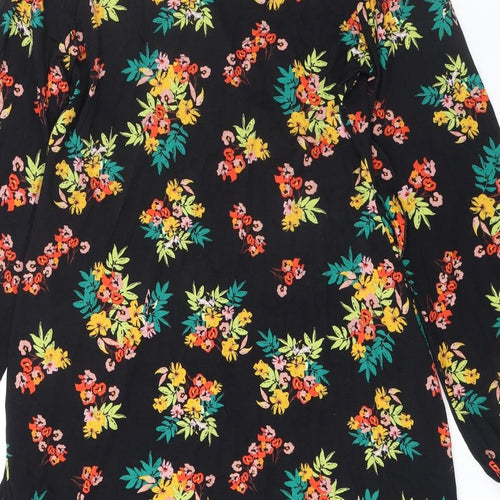Joe Browns Womens Black Floral Viscose Fit & Flare Size 16 V-Neck