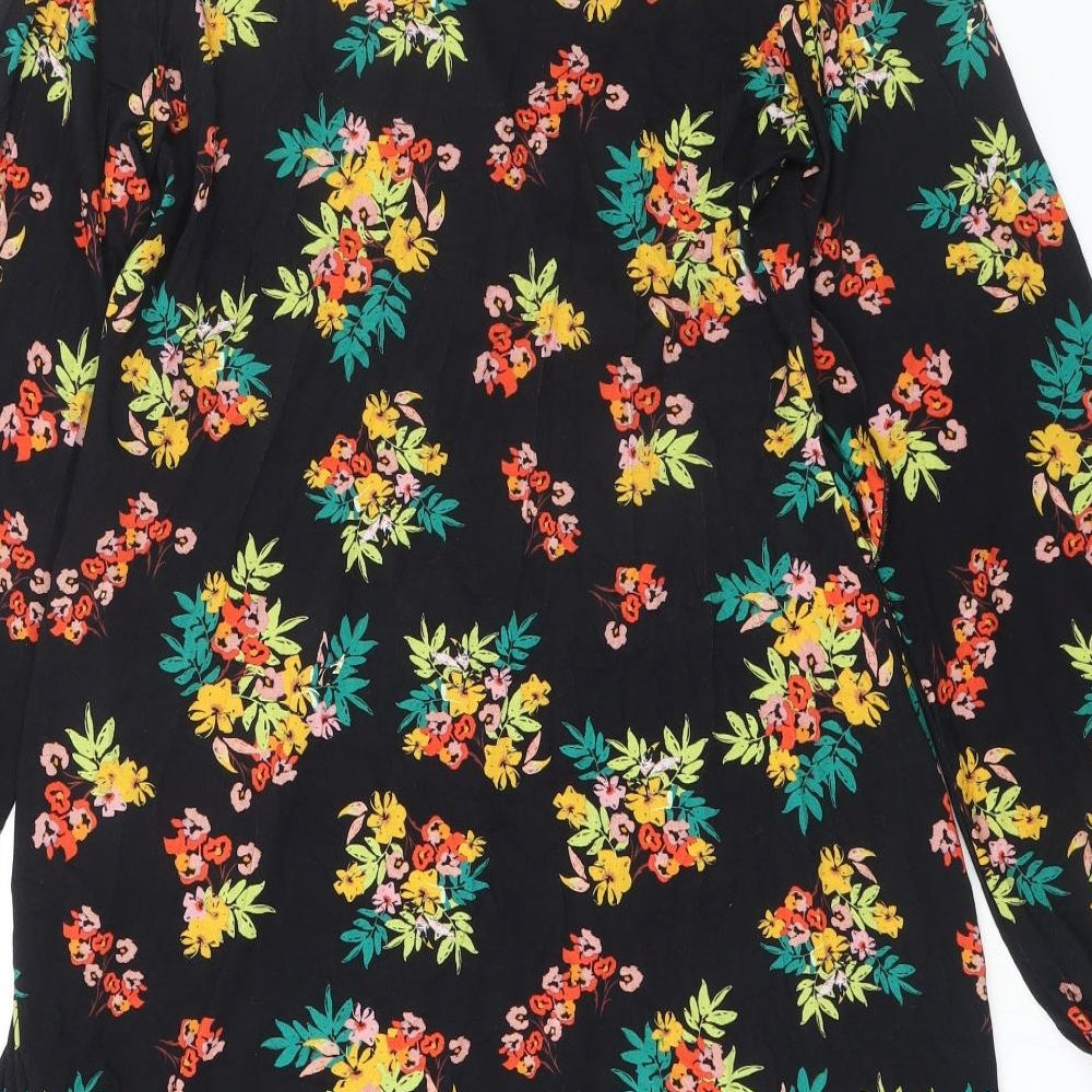 Joe Browns Womens Black Floral Viscose Fit & Flare Size 16 V-Neck