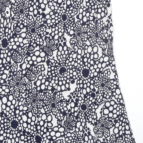 Classic Womens Blue Floral Linen A-Line Skirt Size 14