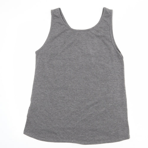 Missguided Womens Grey Viscose Basic Tank Size 6 Round Neck - Sun Of A Beach