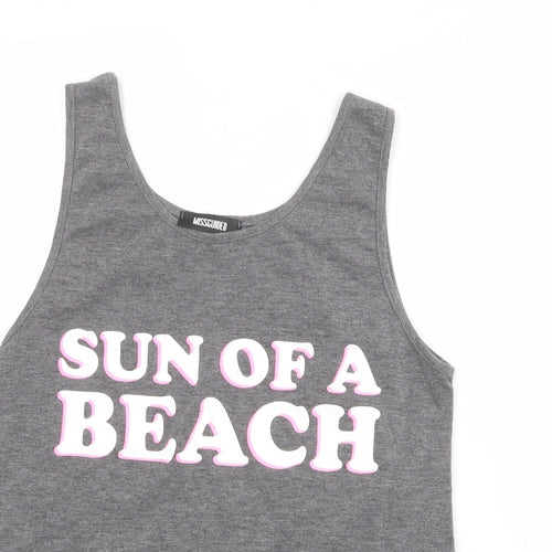 Missguided Womens Grey Viscose Basic Tank Size 6 Round Neck - Sun Of A Beach
