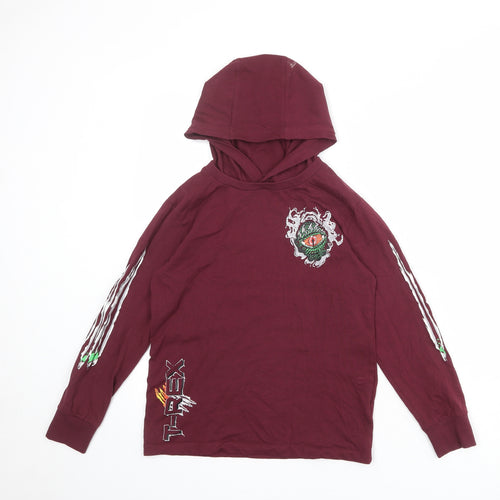 NEXT Boys Red 100% Cotton Pullover Hoodie Size 10 Years Pullover - T-Rex