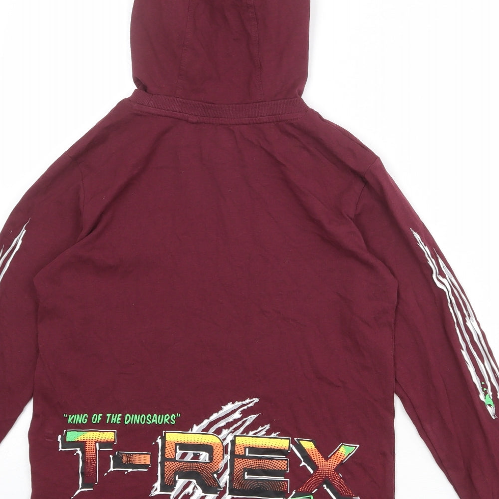 NEXT Boys Red 100% Cotton Pullover Hoodie Size 10 Years Pullover - T-Rex