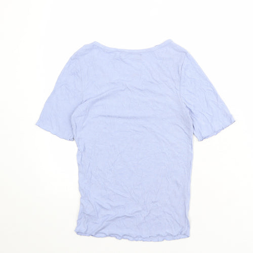 Brave Soul Womens Blue Viscose Basic T-Shirt Size M Round Neck