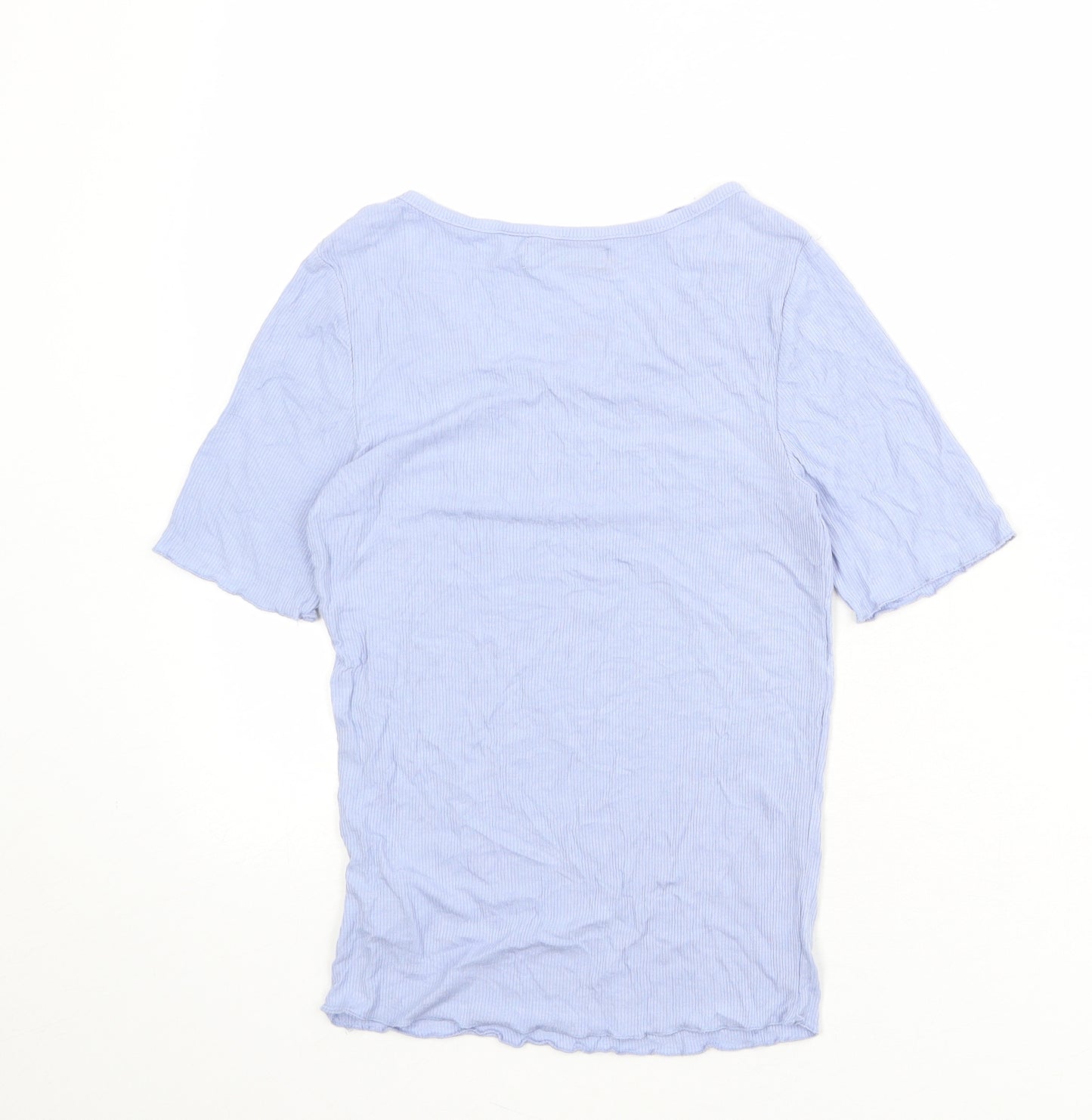 Brave Soul Womens Blue Viscose Basic T-Shirt Size M Round Neck