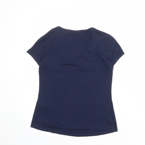 M&Co Womens Blue Viscose Basic T-Shirt Size 8 Scoop Neck