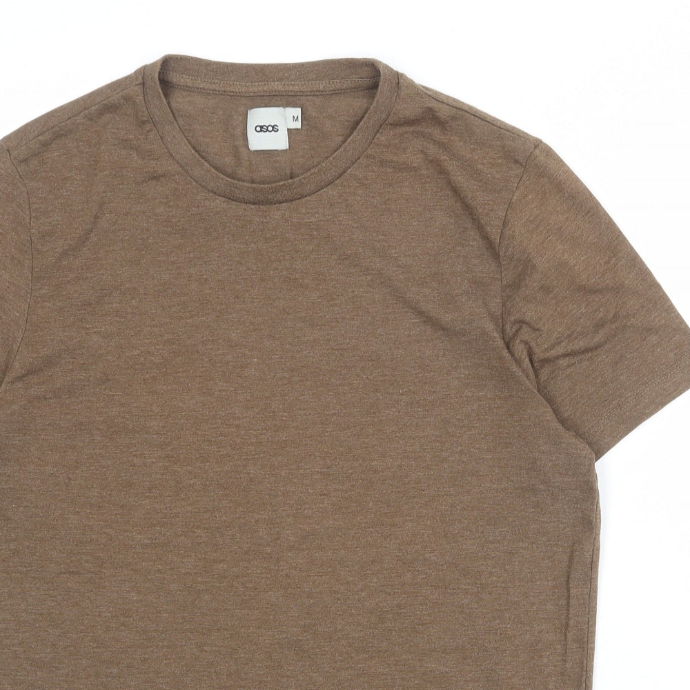 ASOS Mens Brown Cotton T-Shirt Size M Round Neck