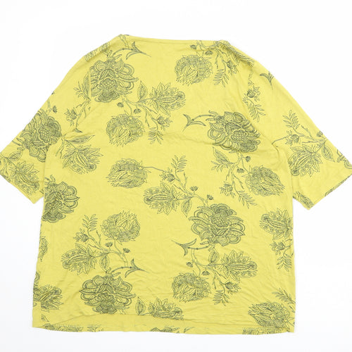 Marks and Spencer Womens Green Floral Viscose Basic Blouse Size 18 V-Neck