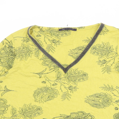 Marks and Spencer Womens Green Floral Viscose Basic Blouse Size 18 V-Neck