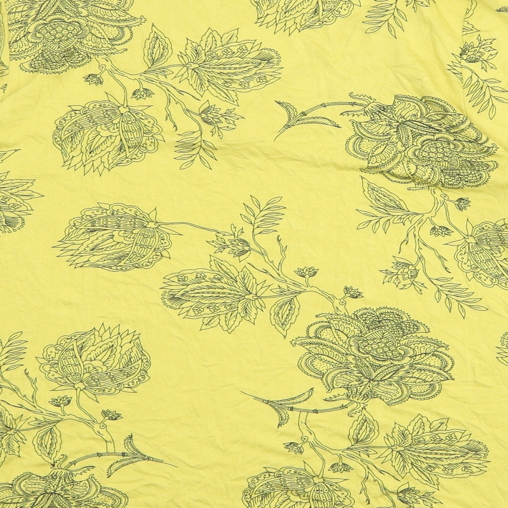 Marks and Spencer Womens Green Floral Viscose Basic Blouse Size 18 V-Neck