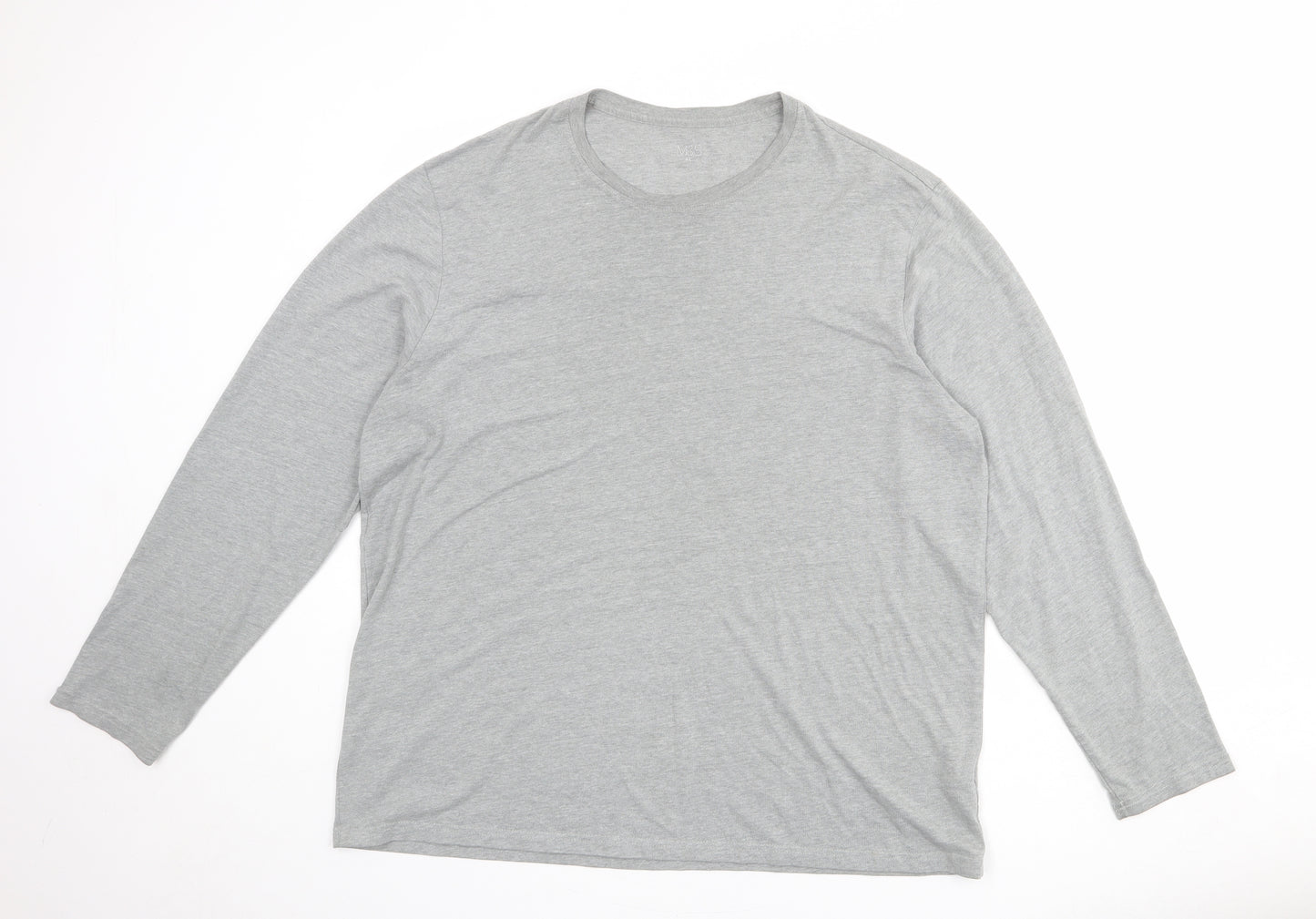 Marks and Spencer Mens Grey Cotton T-Shirt Size XL Round Neck