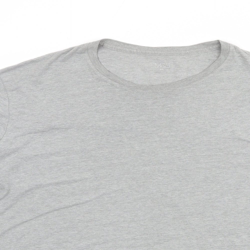 Marks and Spencer Mens Grey Cotton T-Shirt Size XL Round Neck