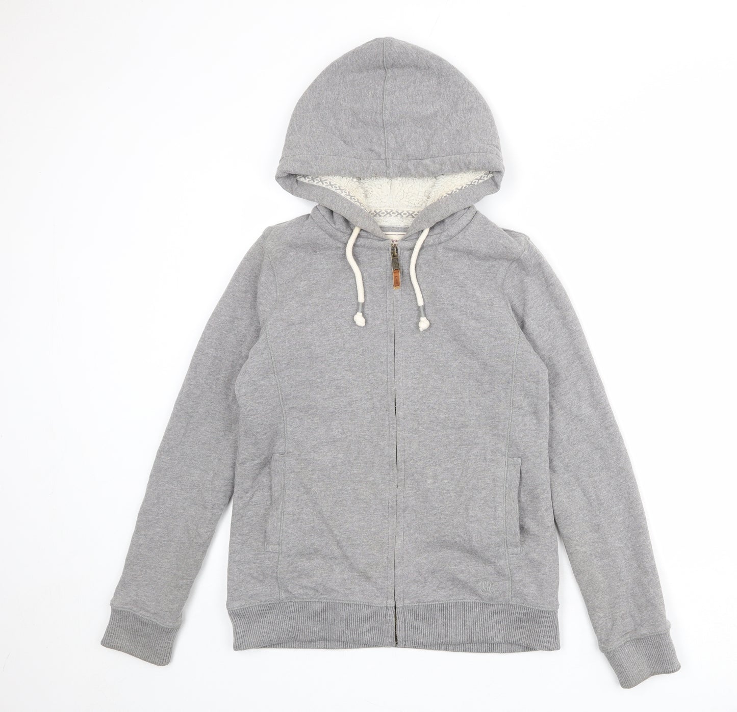 Fat Face Womens Grey Cotton Full Zip Hoodie Size 8 Zip