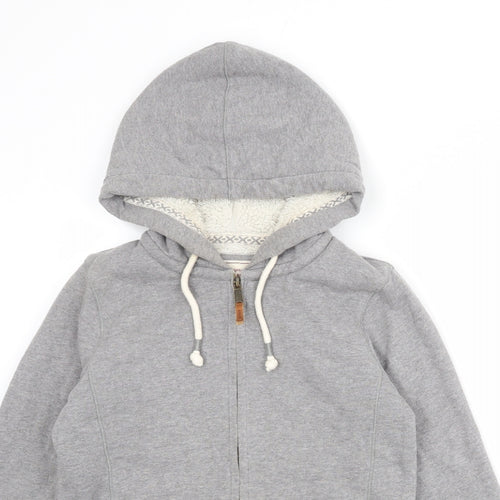 Fat Face Womens Grey Cotton Full Zip Hoodie Size 8 Zip