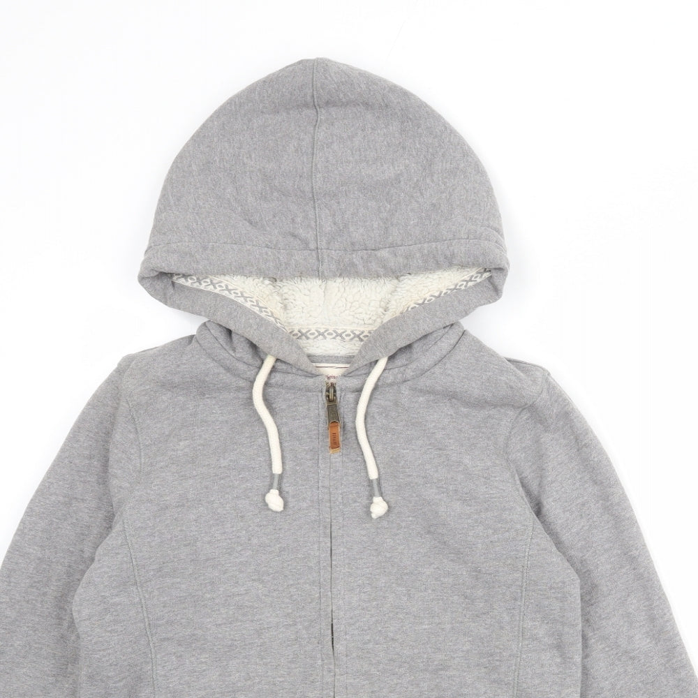 Fat Face Womens Grey Cotton Full Zip Hoodie Size 8 Zip
