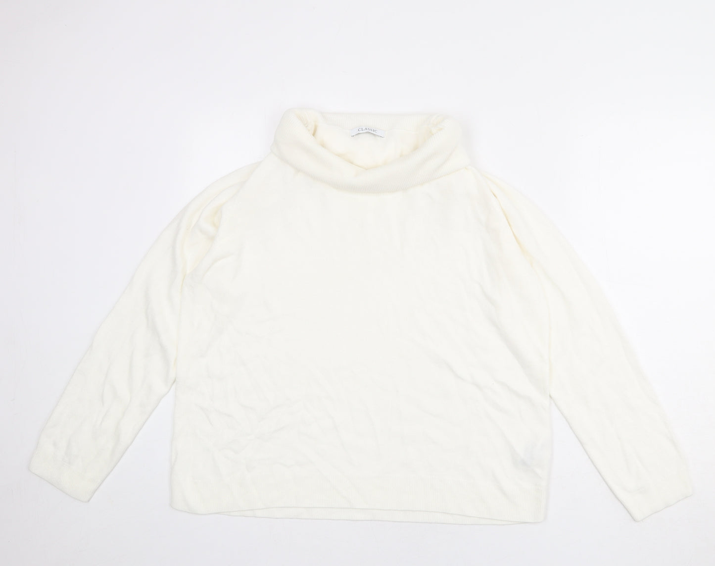Classic Womens Ivory Roll Neck Acrylic Pullover Jumper Size 18