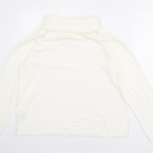 Classic Womens Ivory Roll Neck Acrylic Pullover Jumper Size 18