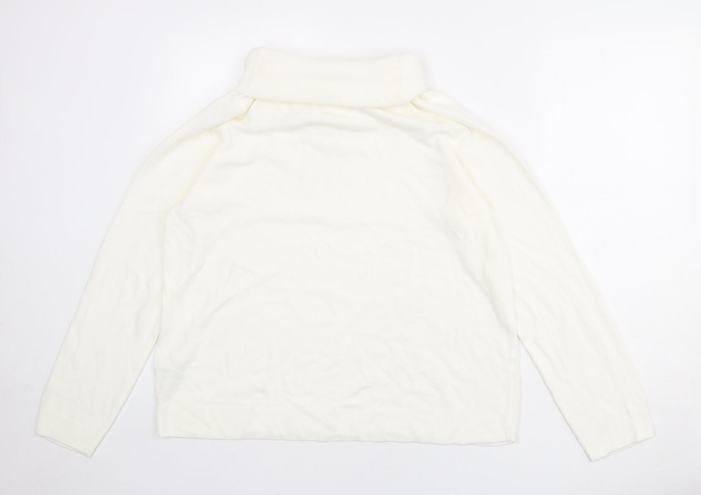 Classic Womens Ivory Roll Neck Acrylic Pullover Jumper Size 18