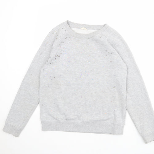 Hush Womens Grey Geometric Cotton Pullover Sweatshirt Size XS Pullover