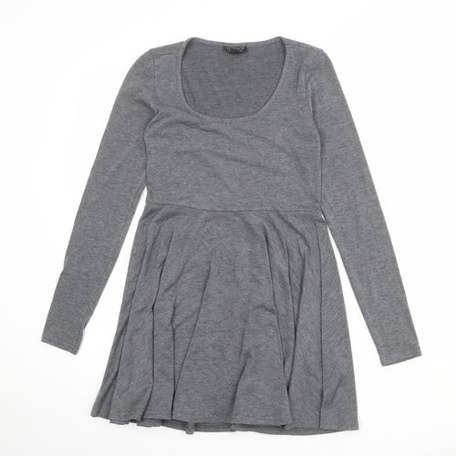 Topshop Womens Grey Polyester T-Shirt Dress Size 10 Round Neck Pullover