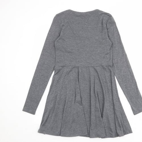 Topshop Womens Grey Polyester T-Shirt Dress Size 10 Round Neck Pullover