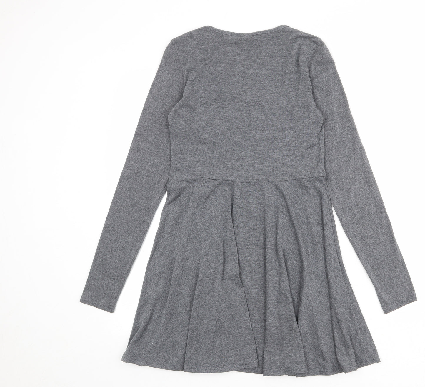 Topshop Womens Grey Polyester T-Shirt Dress Size 10 Round Neck Pullover