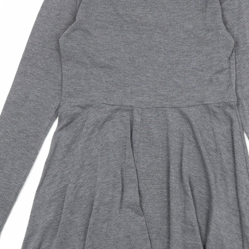 Topshop Womens Grey Polyester T-Shirt Dress Size 10 Round Neck Pullover