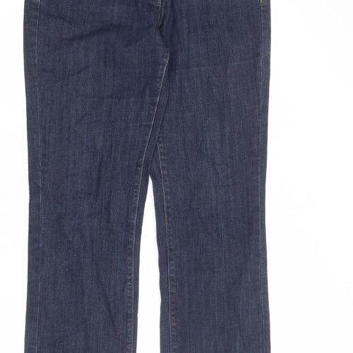 NEXT Womens Blue Cotton Straight Jeans Size 14 L29 in Slim Zip