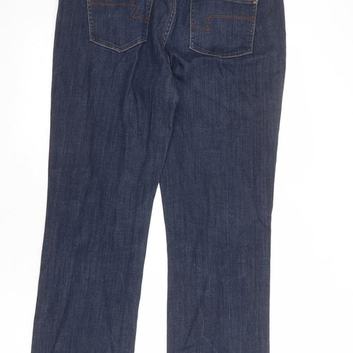 NEXT Womens Blue Cotton Straight Jeans Size 14 L29 in Slim Zip