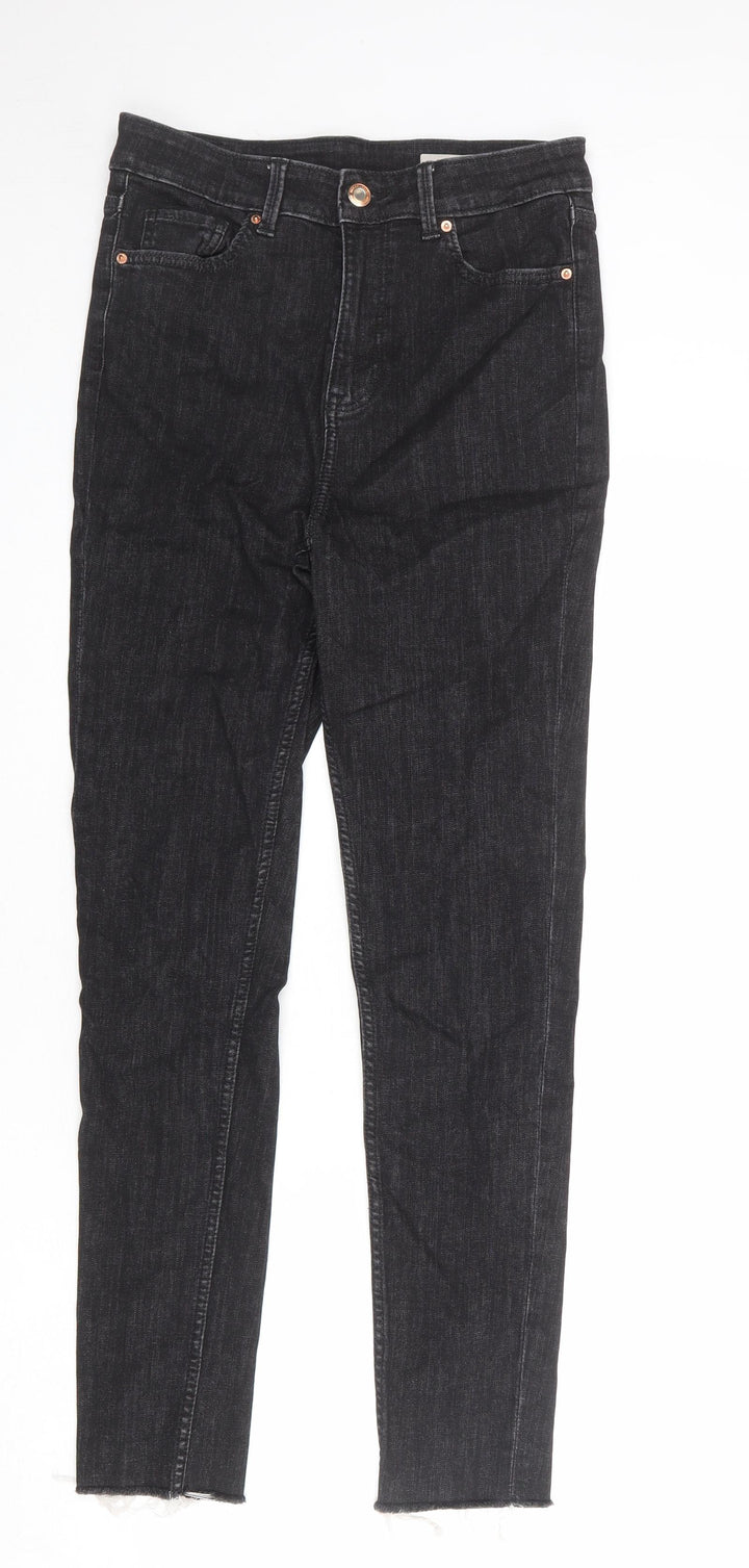 Marks and Spencer Womens Black Cotton Skinny Jeans Size 10 Regular Zip