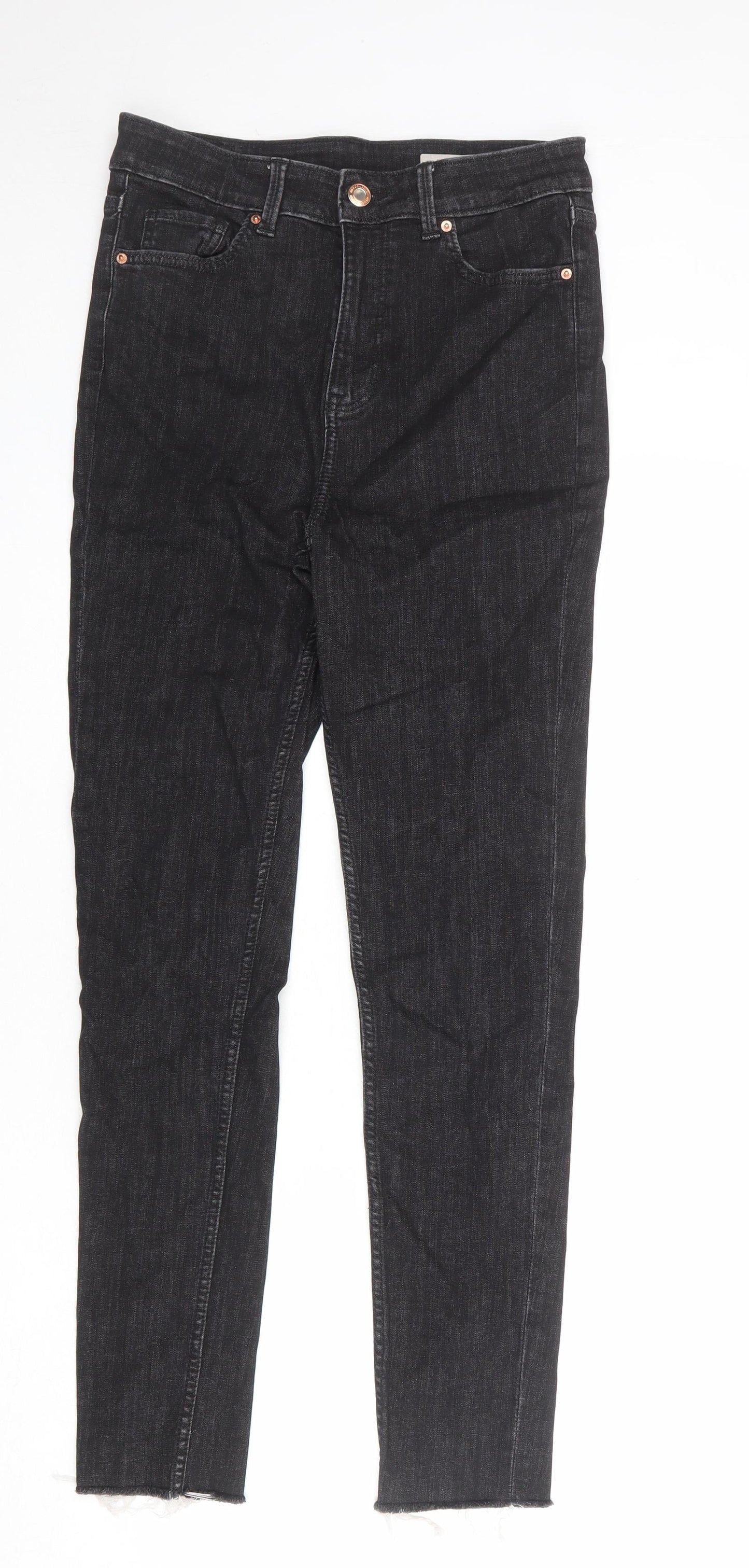 Marks and Spencer Womens Black Cotton Skinny Jeans Size 10 Regular Zip
