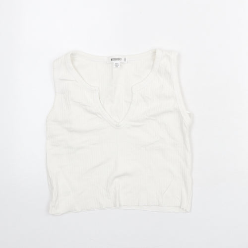 Missguided Womens White Polyester Cropped Tank Size 12 V-Neck