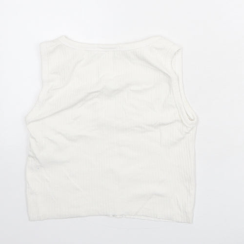 Missguided Womens White Polyester Cropped Tank Size 12 V-Neck