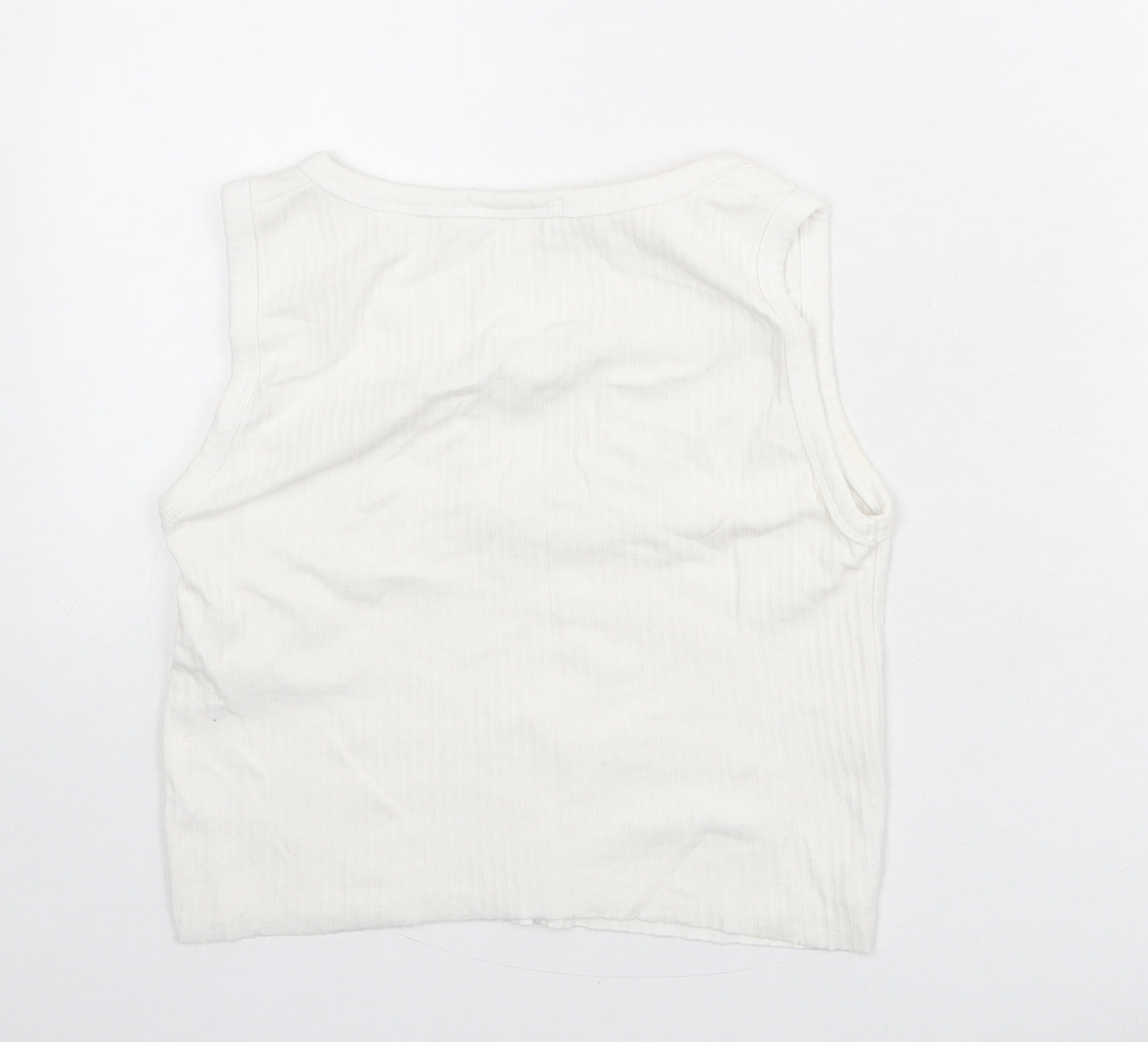 Missguided Womens White Polyester Cropped Tank Size 12 V-Neck